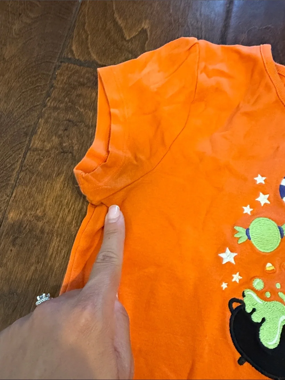 Gymboree Girls Orange Halloween Ghost & Bat Tee with Cauldron